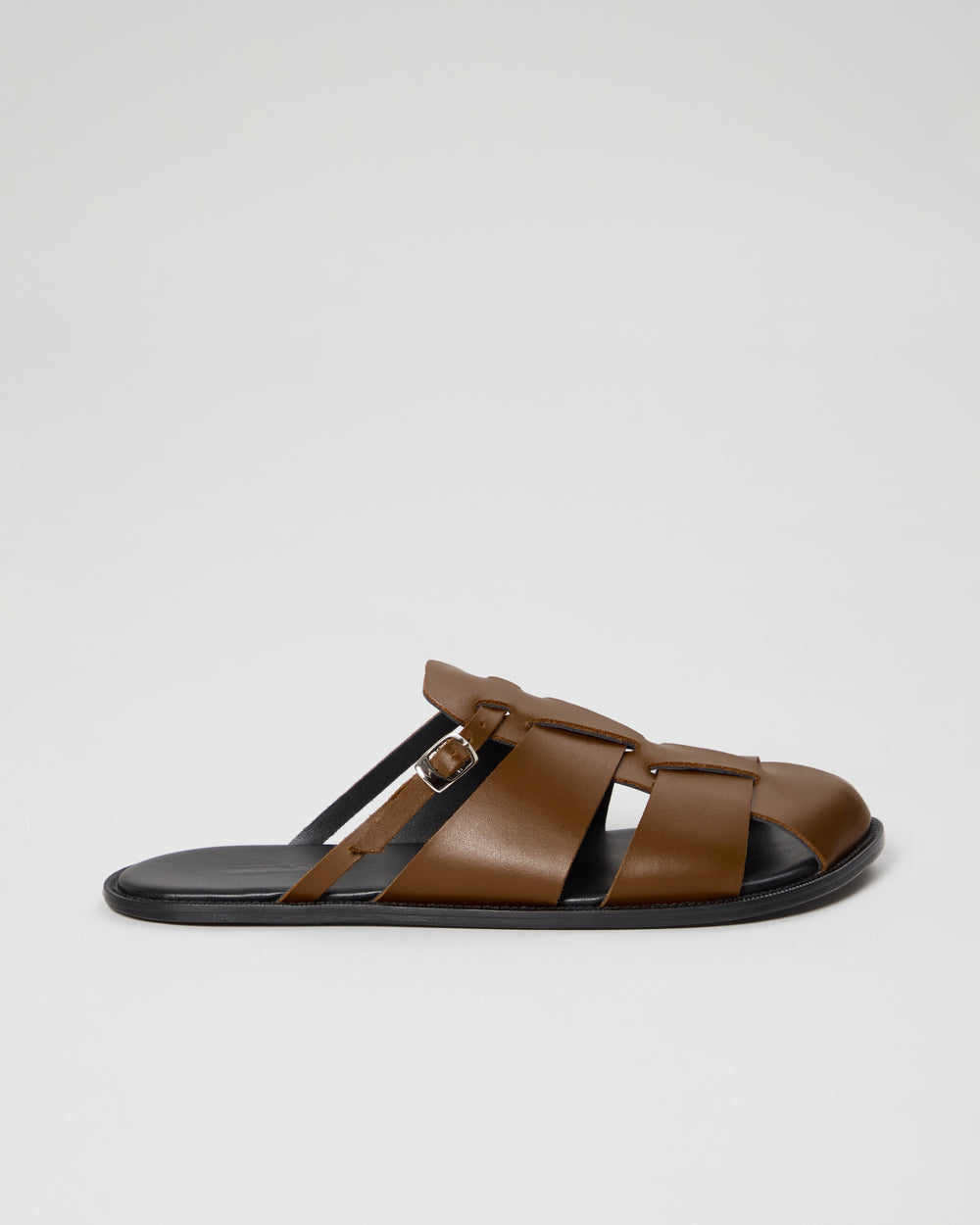 Astrid Fisherman Slippers in Dark Pecan Leather