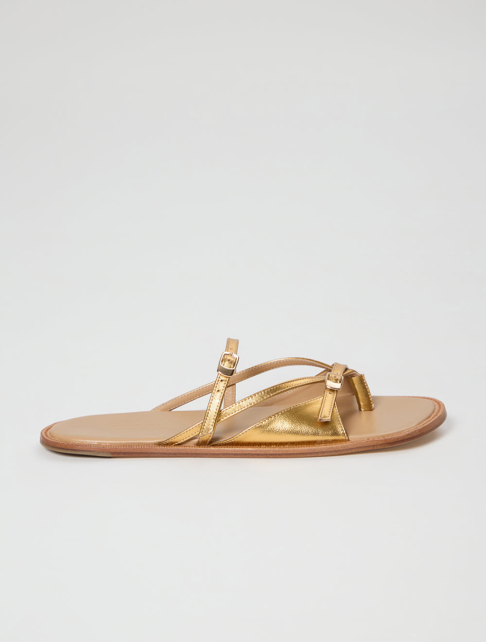 Ria Thong Straps Sandals in Dirty Golden Leather