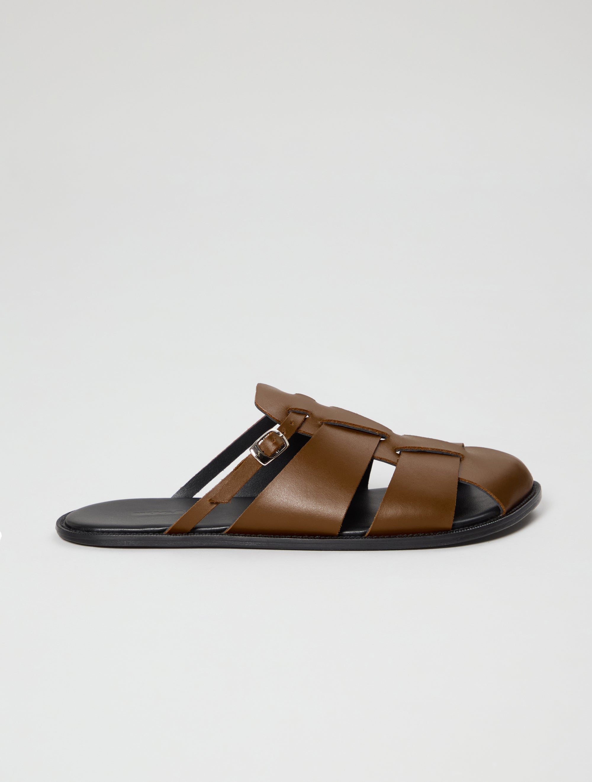 Astrid Fisherman Slippers in Dark Pecan Leather