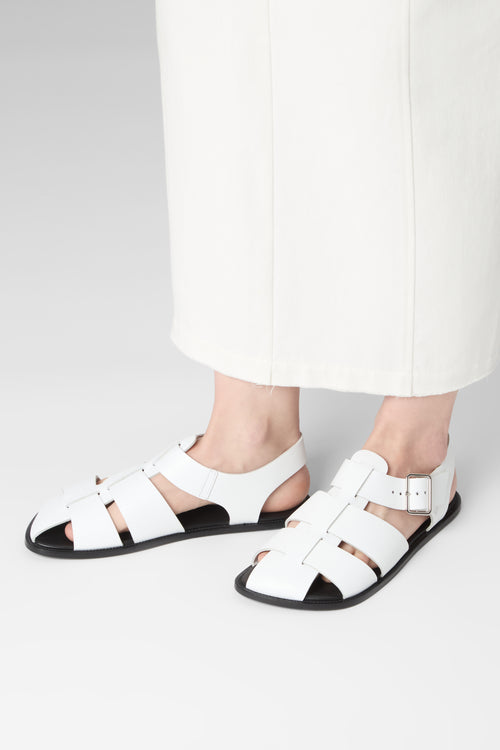 Khady Fisherman Sandals in White Leather