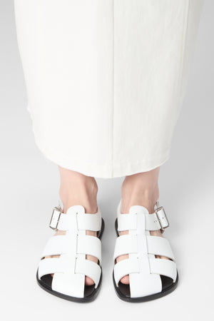 Khady Fisherman Sandals in White Leather