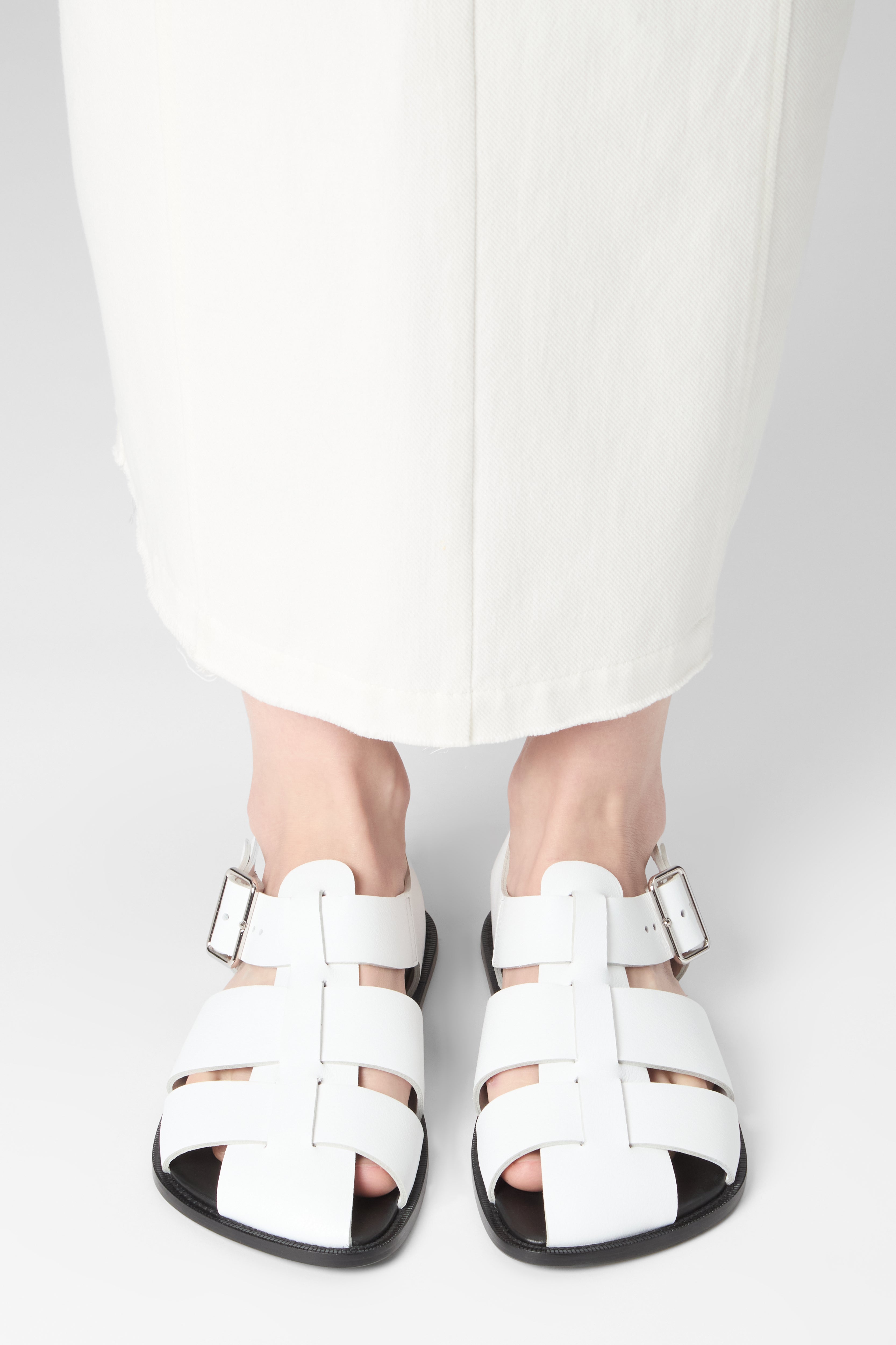 Khady Fisherman Sandals in White Leather