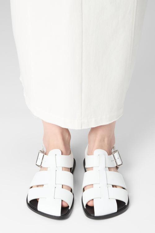 Khady Fisherman Sandals in White Leather