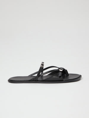 Ria Thong Straps Sandals in Black Leather