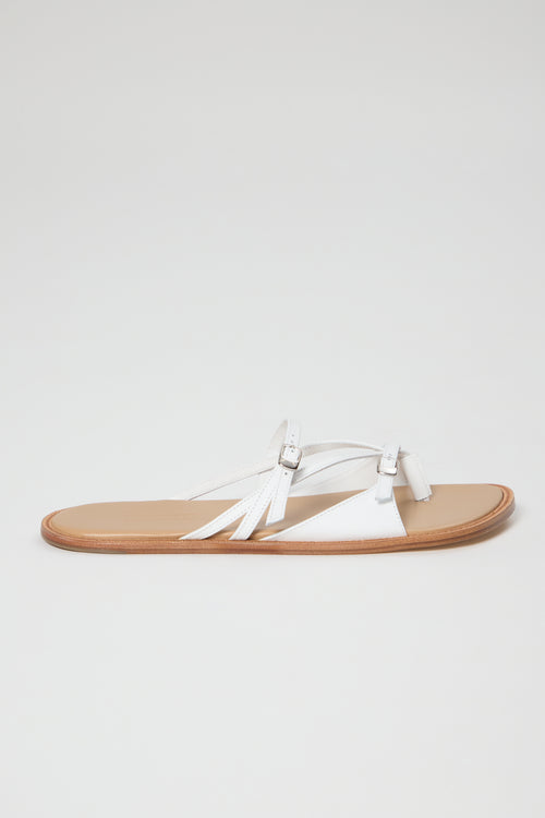 Ria Thong Straps Sandals in White Leather