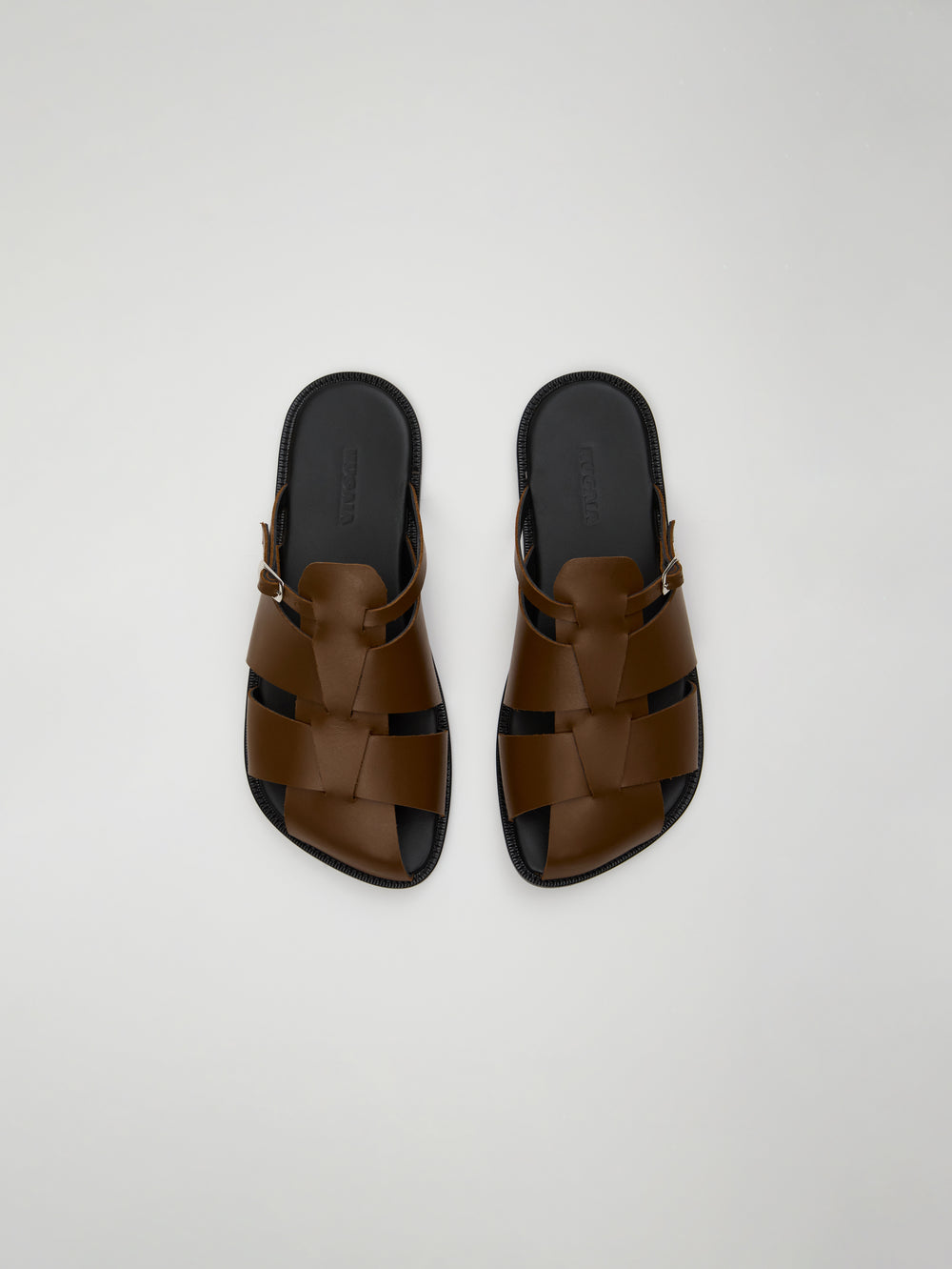 Astrid Fisherman Slippers in Dark Pecan Leather