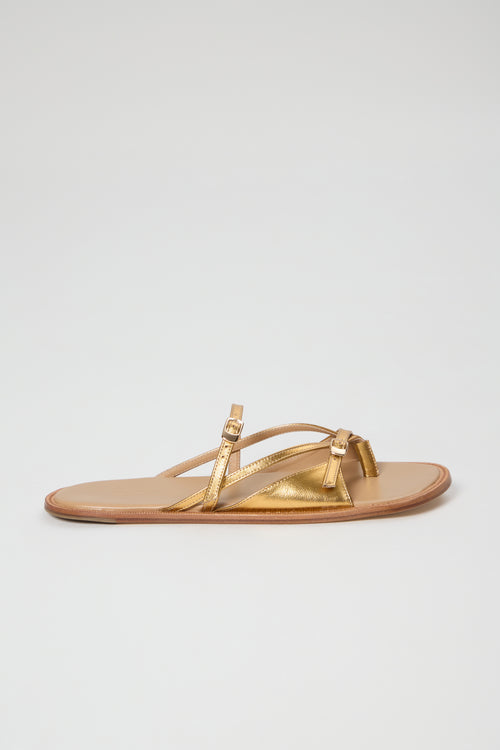 Ria Thong Straps Sandals in Dirty Golden Leather