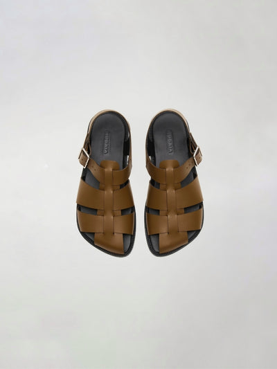 Khady Fisherman Sandals in Dark Pecan Leather