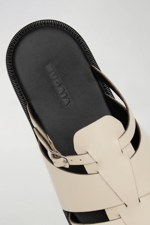 Astrid Fisherman Slippers in Chalk Leather