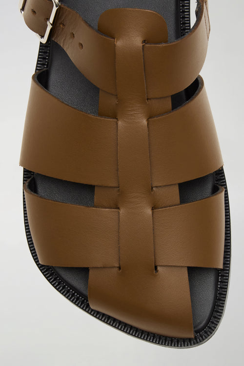 Khady Fisherman Sandals in Dark Pecan Leather