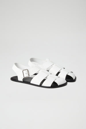 Khady Fisherman Sandals in White Leather