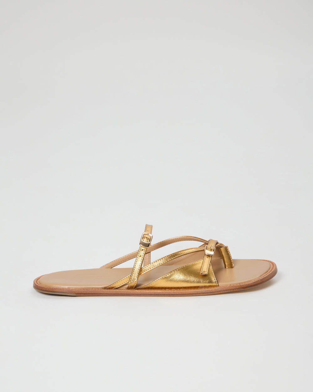 Ria Thong Straps Sandals in Dirty Golden Leather