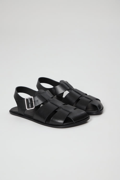 Khady Fisherman Sandals in Black Leather