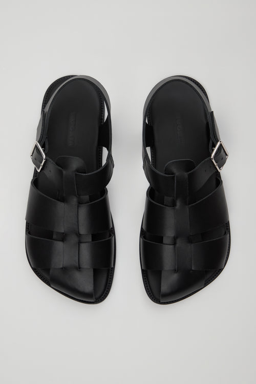 Khady Fisherman Sandals in Black Leather
