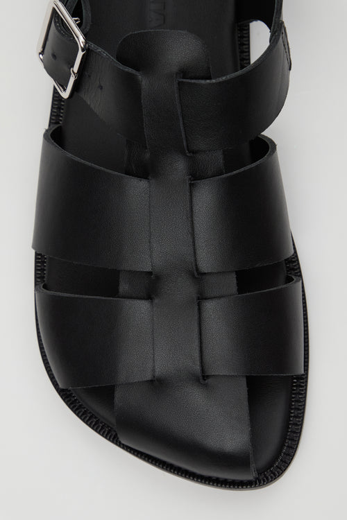 Khady Fisherman Sandals in Black Leather