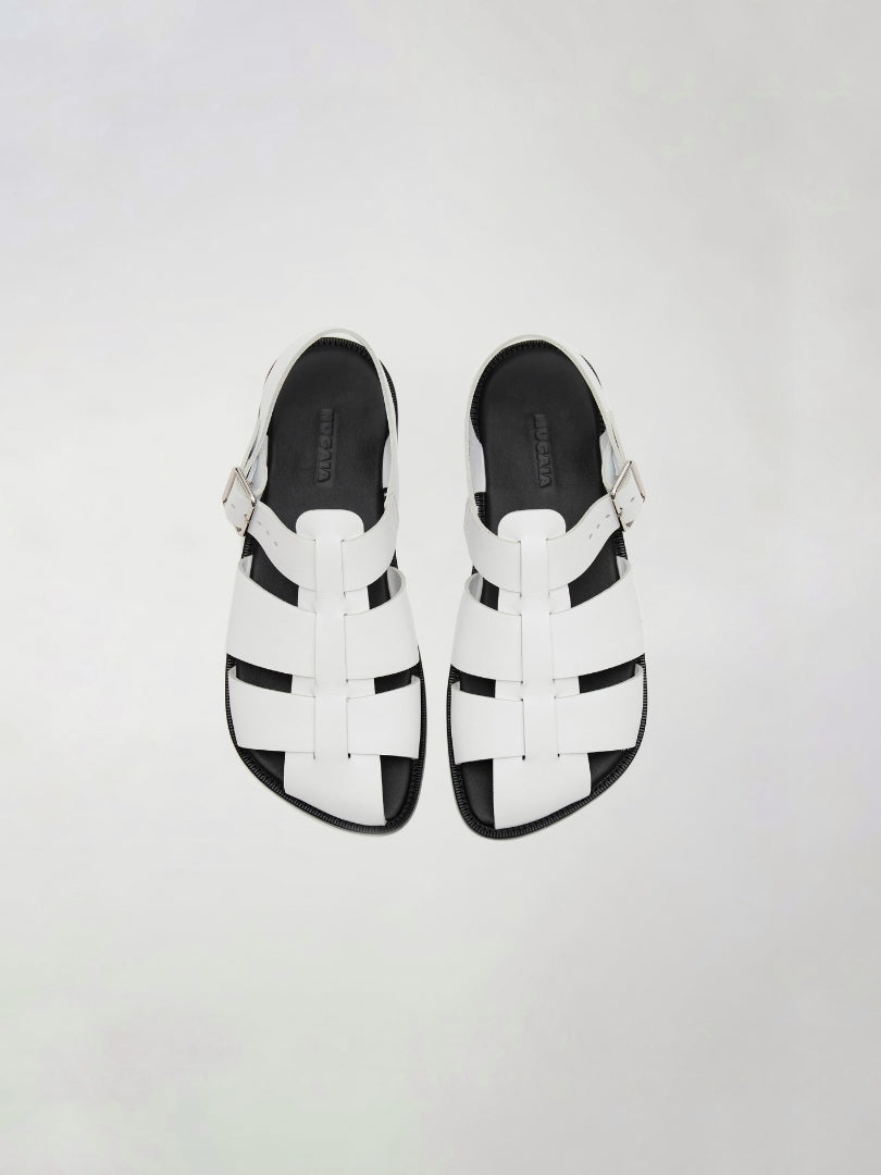 Khady Fisherman Sandals in White Leather