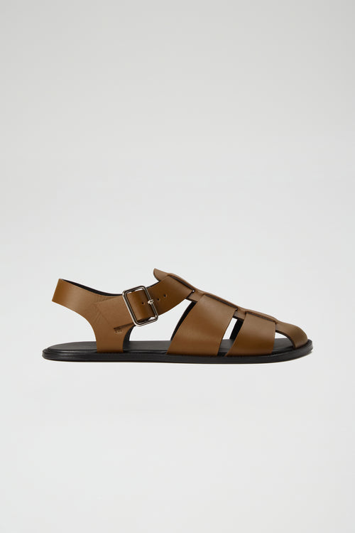Khady Fisherman Sandals in Dark Pecan Leather