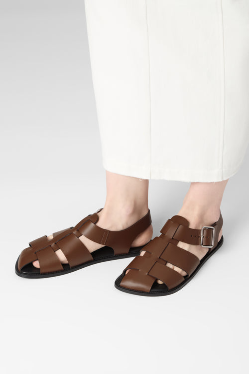 Khady Fisherman Sandals in Dark Pecan Leather